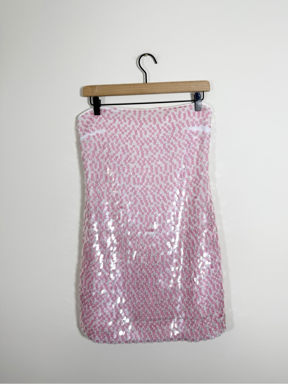 Susana Monaco Dot Sequin Strapless Tube Mini Dress Ballet Pink Small - Picture 2 of 5